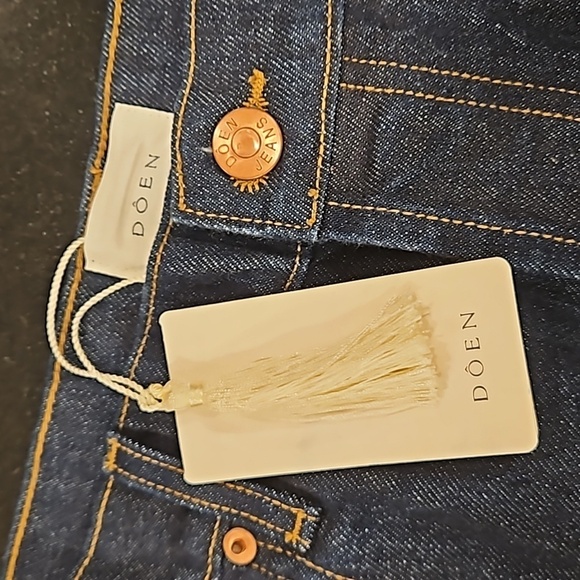 💕DOEN💕 Lady Jean ~ Ultra High Waisted Barrel Leg Rinse Wash Dark Blue 30 NWT - Picture 15 of 16